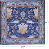 Blue Square Turkish Oushak Handmade Wool Rug - 10' 1" X 10' 1"