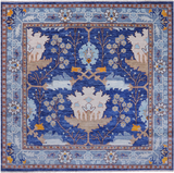 Blue Square Turkish Oushak Handmade Wool Rug - 10' 1" X 10' 1"