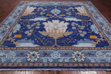 Blue Square Turkish Oushak Handmade Wool Rug - 10' 1" X 10' 1"