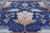 Blue Square Turkish Oushak Handmade Wool Rug - 10' 1" X 10' 1"