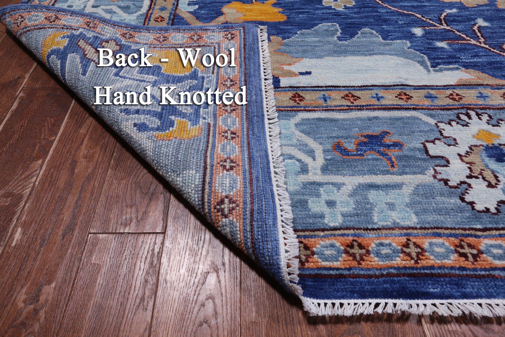 Blue Square Turkish Oushak Handmade Wool Rug - 10' 1" X 10' 1"
