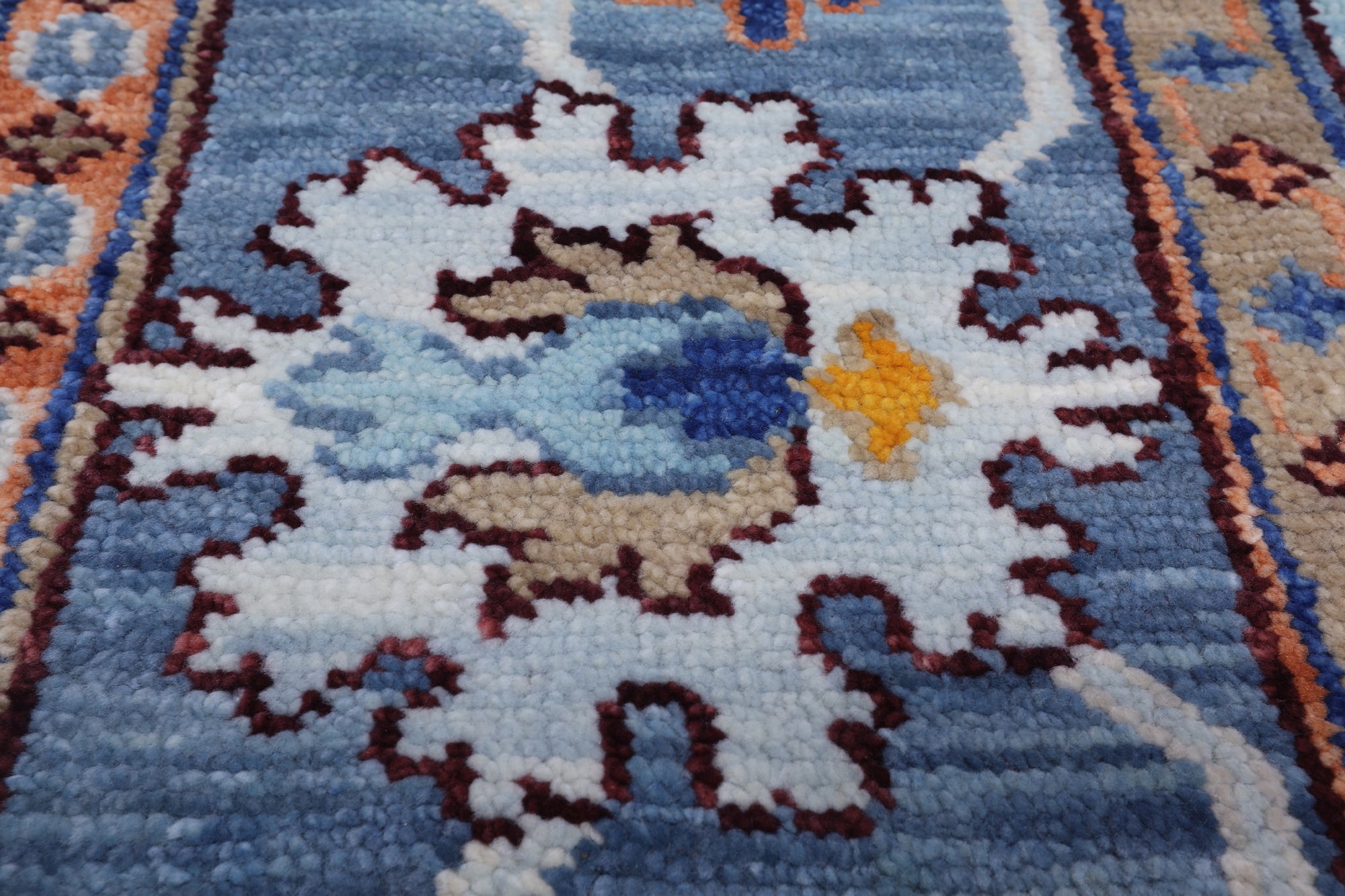 Blue Square Turkish Oushak Handmade Wool Rug - 10' 1" X 10' 1"