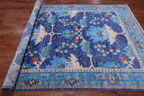 Blue Turkish Oushak Hand Knotted Wool Rug - 6' 2" X 8' 11"
