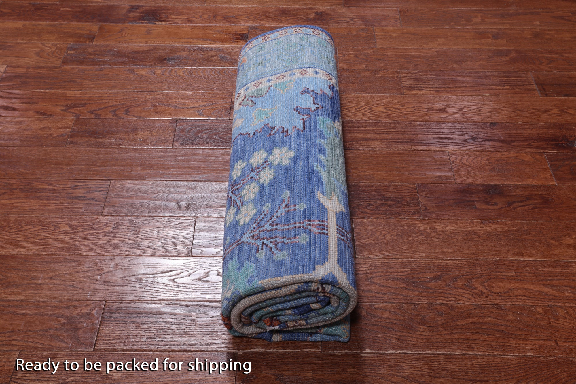 Blue Turkish Oushak Hand Knotted Wool Rug - 6' 2" X 8' 11"