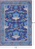 Blue Turkish Oushak Hand Knotted Wool Rug - 6' 2" X 8' 11"