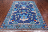 Blue Turkish Oushak Hand Knotted Wool Rug - 6' 2" X 8' 11"