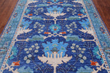 Blue Turkish Oushak Hand Knotted Wool Rug - 6' 2" X 8' 11"
