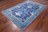 Blue Turkish Oushak Hand Knotted Wool Rug - 6' 2" X 8' 11"