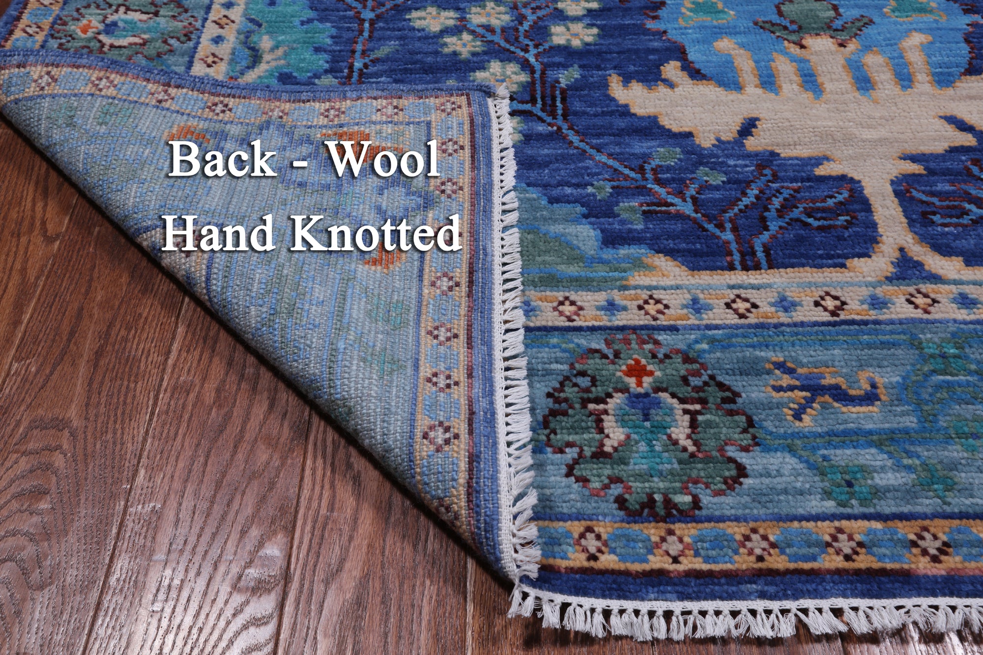 Blue Turkish Oushak Hand Knotted Wool Rug - 6' 2" X 8' 11"