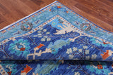 Blue Turkish Oushak Hand Knotted Wool Rug - 6' 2" X 8' 11"