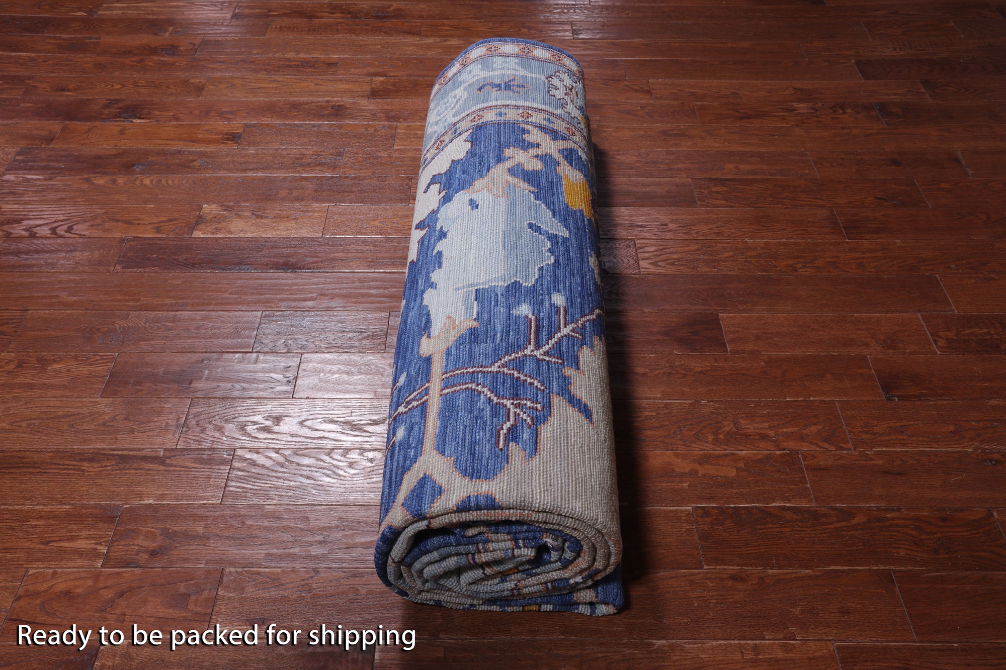 Blue Turkish Oushak Handmade Wool Rug - 9' 3" X 18' 1"