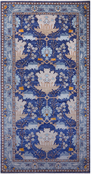 Blue Turkish Oushak Handmade Wool Rug - 9' 3" X 18' 1"