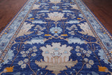 Blue Turkish Oushak Handmade Wool Rug - 9' 3" X 18' 1"