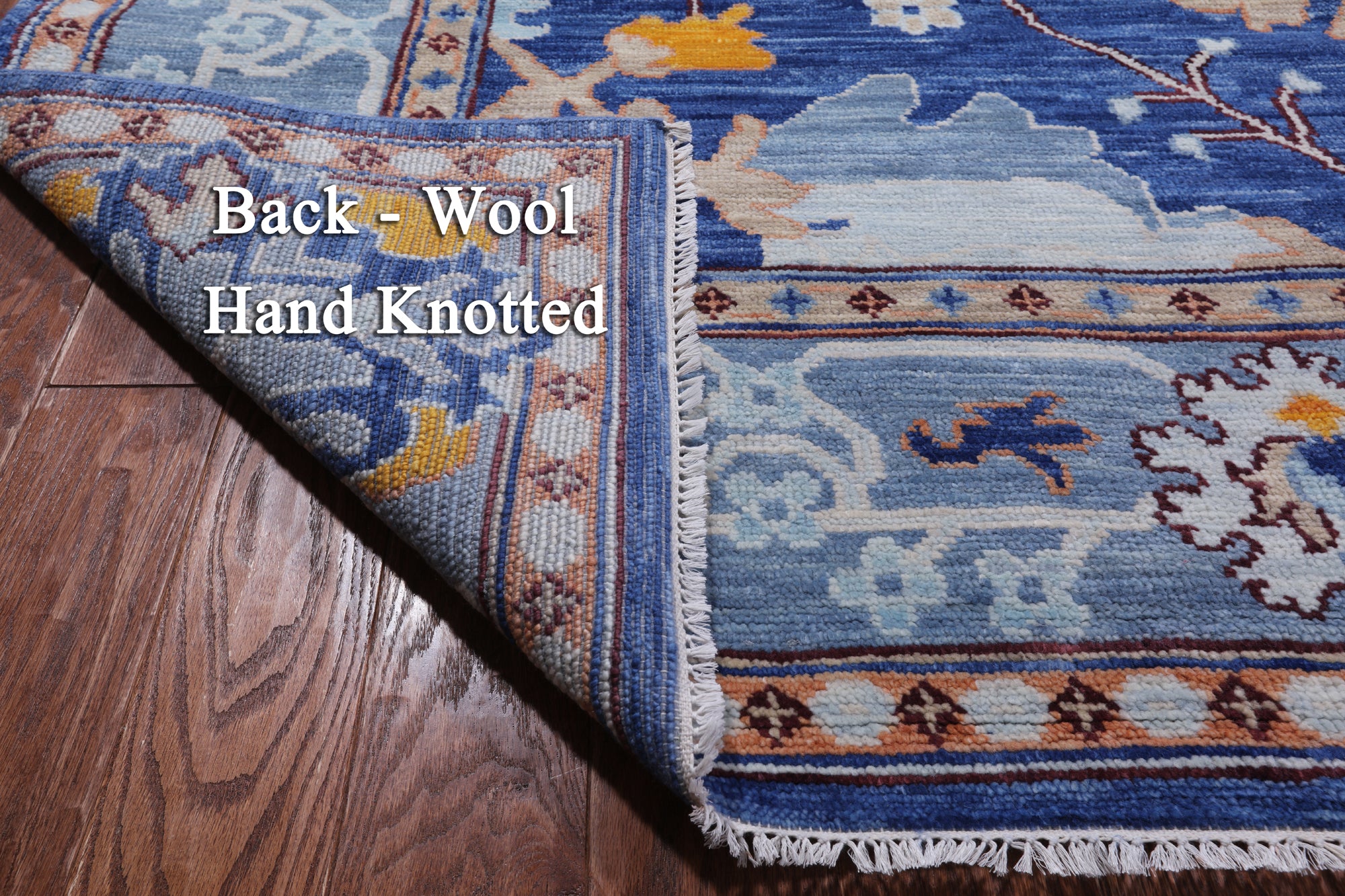 Blue Turkish Oushak Handmade Wool Rug - 9' 3" X 18' 1"