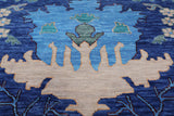 Blue Turkish Oushak Hand Knotted Wool Rug - 12' 3" X 15' 2"