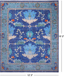Blue Turkish Oushak Hand Knotted Wool Rug - 12' 3" X 15' 2"