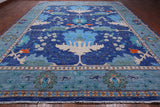 Blue Turkish Oushak Hand Knotted Wool Rug - 12' 3" X 15' 2"