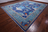 Blue Turkish Oushak Hand Knotted Wool Rug - 12' 3" X 15' 2"