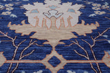 Blue Turkish Oushak Hand Knotted Wool Rug - 12' 2" X 15' 2"