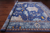 Blue Turkish Oushak Hand Knotted Wool Rug - 12' 2" X 15' 2"