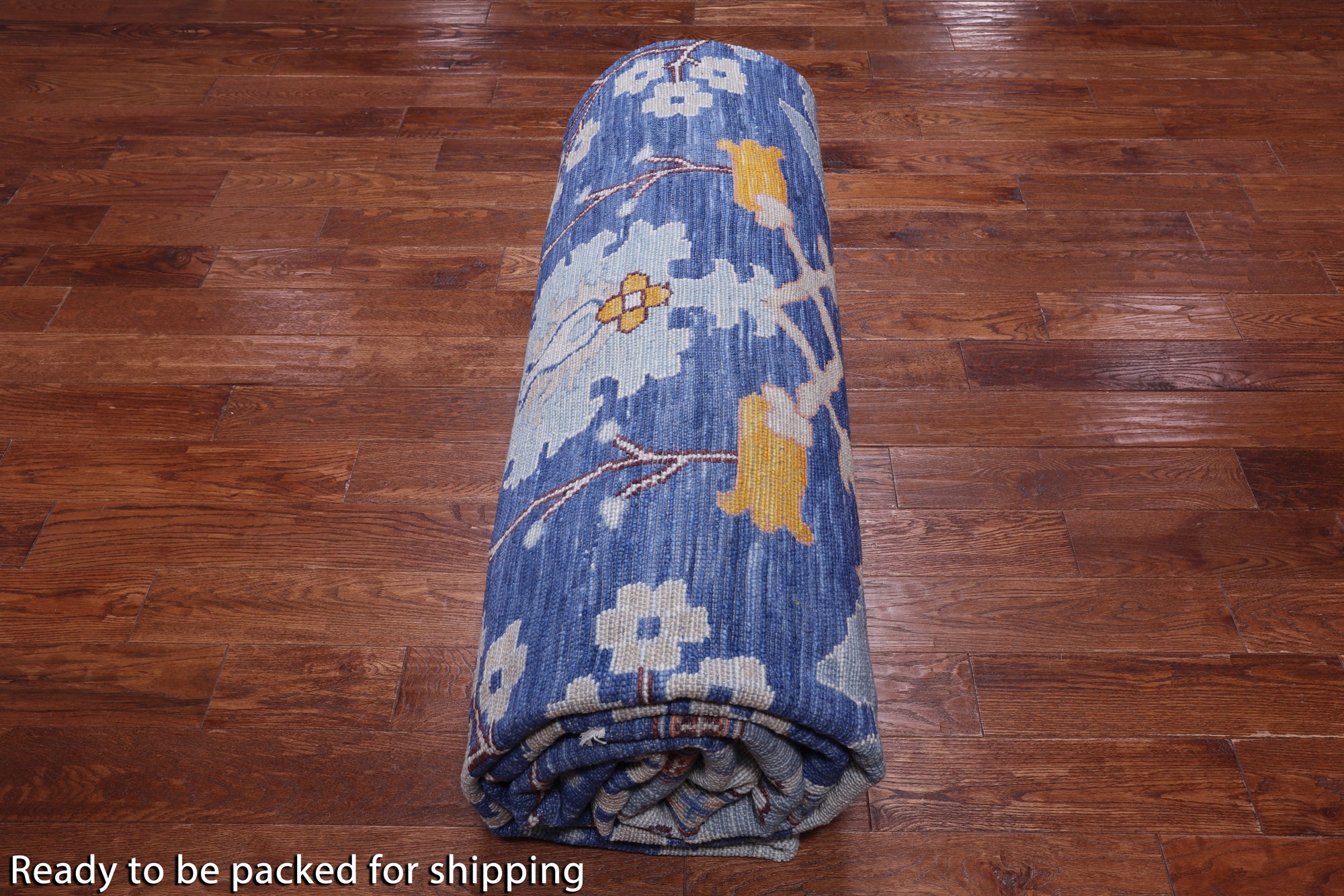 Blue Turkish Oushak Hand Knotted Wool Rug - 12' 2" X 15' 2"