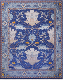 Blue Turkish Oushak Hand Knotted Wool Rug - 12' 2" X 15' 2"