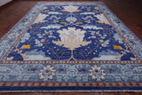 Blue Turkish Oushak Hand Knotted Wool Rug - 12' 2" X 15' 2"