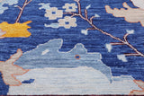 Blue Turkish Oushak Hand Knotted Wool Rug - 12' 2" X 15' 2"