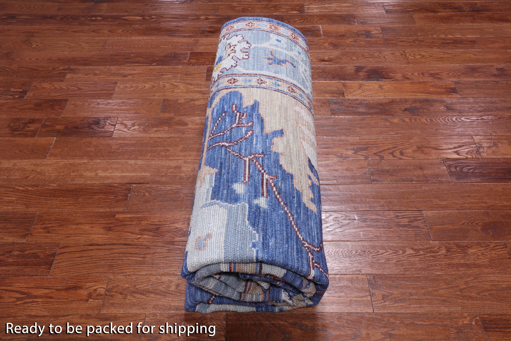 Blue Square Turkish Oushak Handmade Wool Rug - 11' 3" X 11' 3"