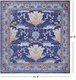 Blue Square Turkish Oushak Handmade Wool Rug - 11' 3" X 11' 3"
