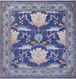 Blue Square Turkish Oushak Handmade Wool Rug - 11' 3" X 11' 3"