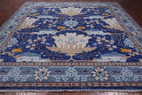 Blue Square Turkish Oushak Handmade Wool Rug - 11' 3" X 11' 3"