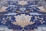 Blue Square Turkish Oushak Handmade Wool Rug - 11' 3" X 11' 3"