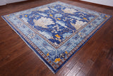 Blue Square Turkish Oushak Handmade Wool Rug - 11' 3" X 11' 3"