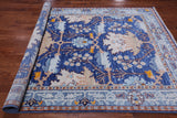 Blue Turkish Oushak Handmade Wool Rug - 6' 2" X 9' 1"