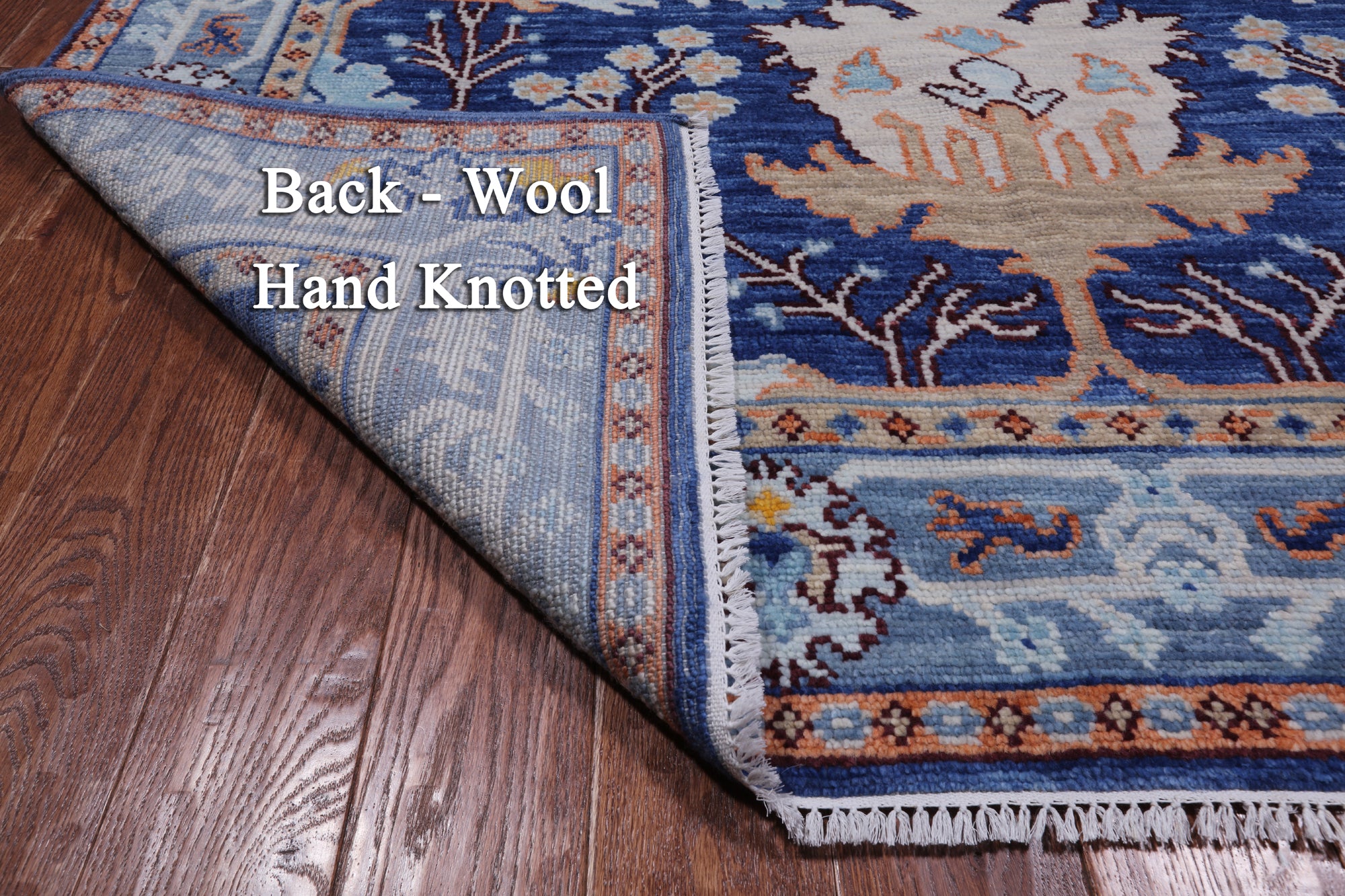 Blue Turkish Oushak Handmade Wool Rug - 6' 2" X 9' 1"