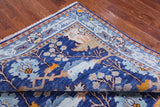 Blue Turkish Oushak Handmade Wool Rug - 6' 2" X 9' 1"