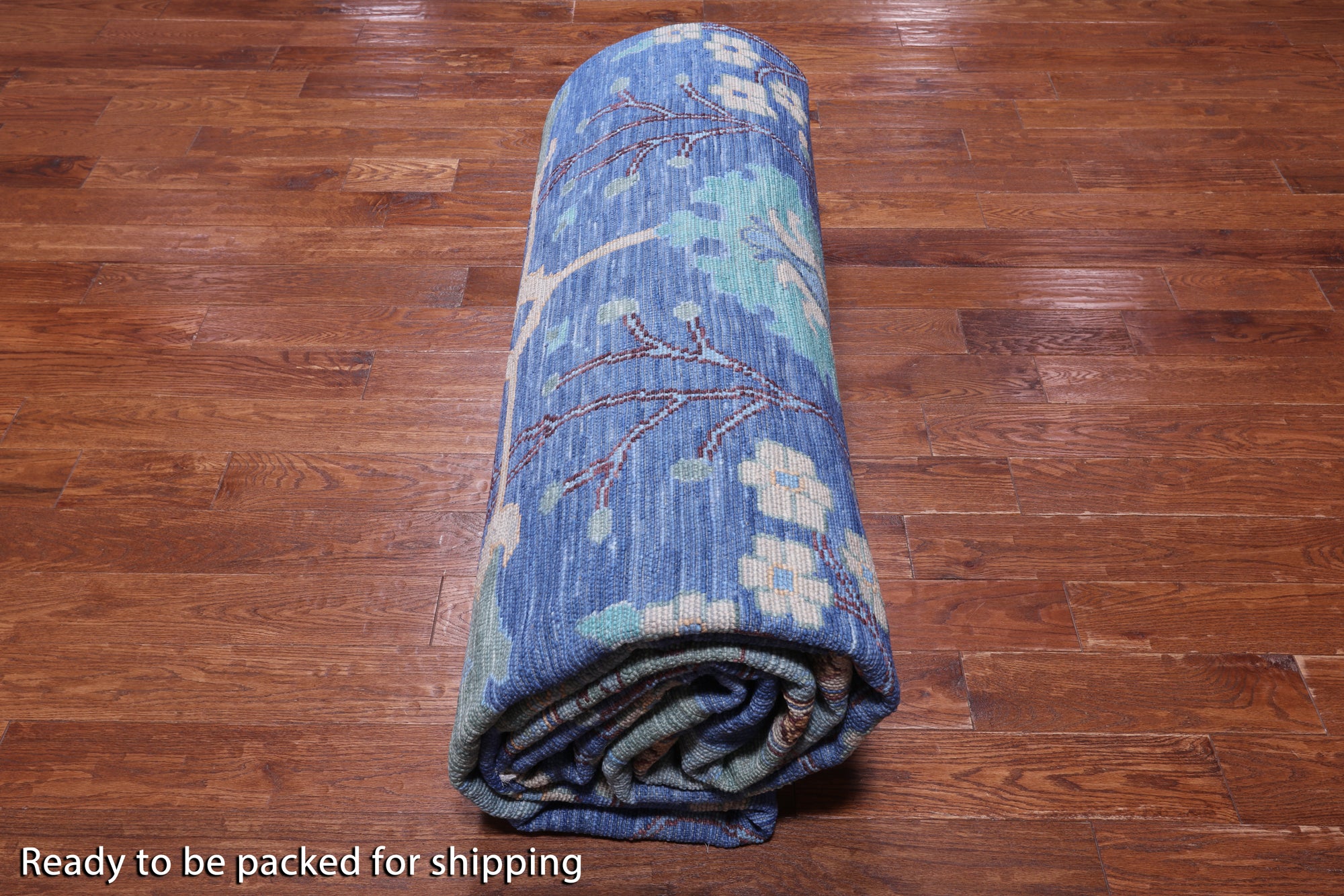 Blue Turkish Oushak Handmade Wool Rug - 13' 2" X 17' 3"