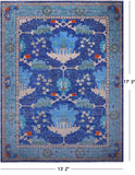 Blue Turkish Oushak Handmade Wool Rug - 13' 2" X 17' 3"
