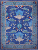 Blue Turkish Oushak Handmade Wool Rug - 13' 2" X 17' 3"