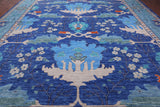 Blue Turkish Oushak Handmade Wool Rug - 13' 2" X 17' 3"