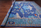 Blue Turkish Oushak Handmade Wool Rug - 13' 2" X 17' 3"