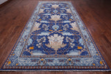 Blue Turkish Oushak Handmade Wool Rug - 8' 2" X 14' 2"