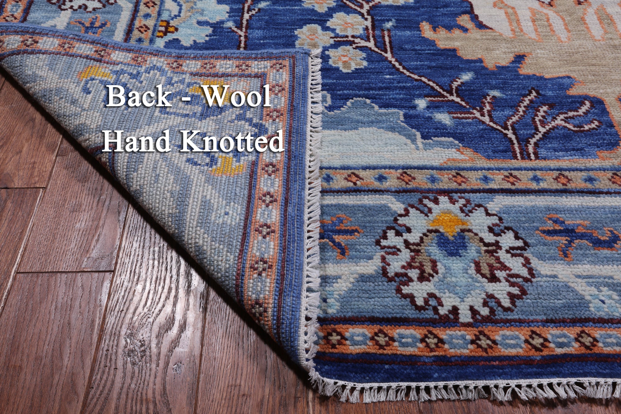 Blue Turkish Oushak Handmade Wool Rug - 8' 2" X 14' 2"