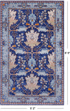 Blue Turkish Oushak Hand-Knotted Wool Rug - 5' 2" X 8' 5"