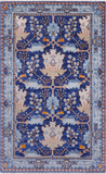 Blue Turkish Oushak Hand-Knotted Wool Rug - 5' 2" X 8' 5"