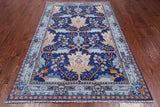 Blue Turkish Oushak Hand-Knotted Wool Rug - 5' 2" X 8' 5"