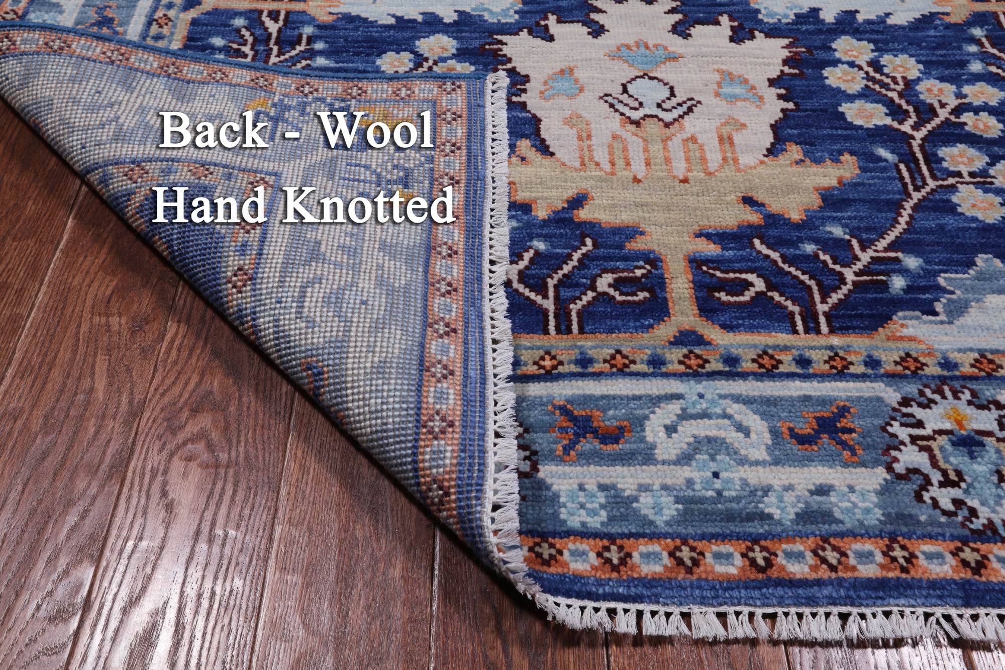 Blue Turkish Oushak Hand-Knotted Wool Rug - 5' 2" X 8' 5"