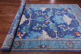 Blue Turkish Oushak Hand Knotted Wool Rug - 7' 1" X 14' 7"