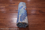 Blue Turkish Oushak Hand Knotted Wool Rug - 7' 1" X 14' 7"